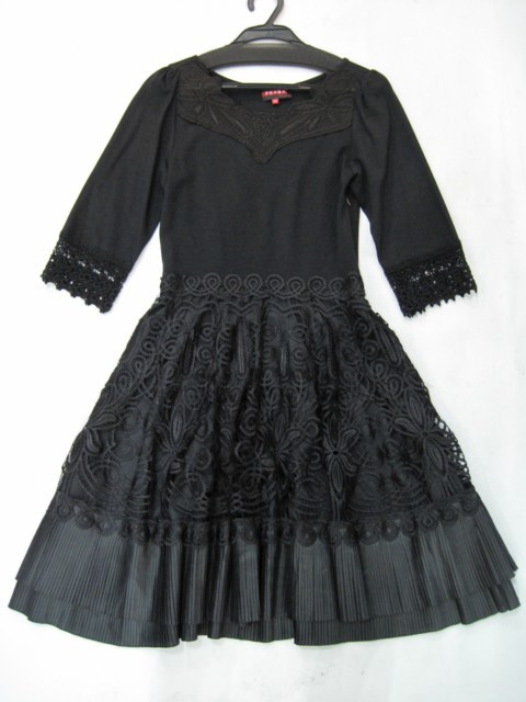 90924B-39A  PRADA BLACK COTTON JERESY DRESS SIZE 2 4 6 PRICE USD