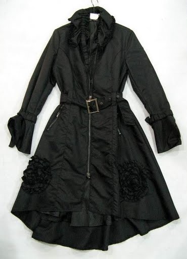 90725C-3A GUCCI BLACK POLYESTER DUSTCOAT SIZE 2 4 6 PRICE USD 49