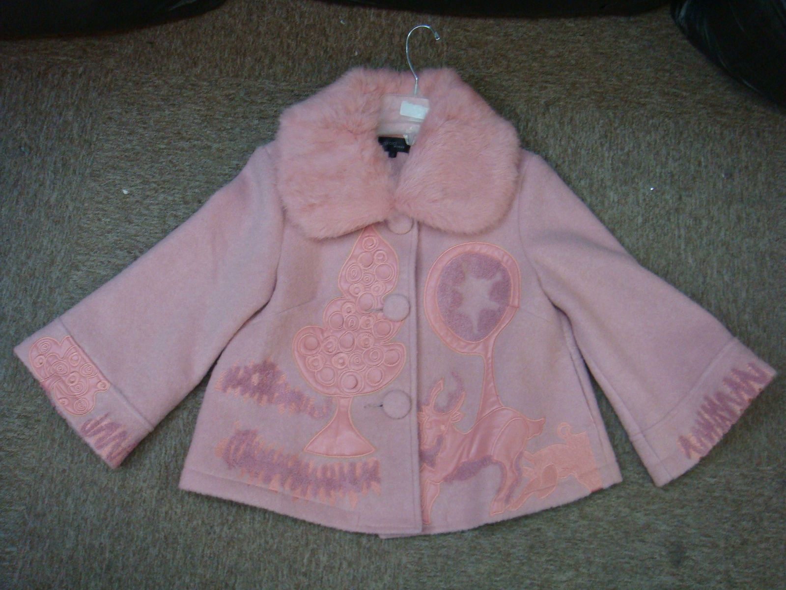 90922B-47B  GUCCI PINK RABBIT HAIR&WOOL COAT SIZE 2 4 6 PRICE US