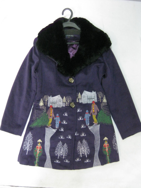 91017A-19 GUCCI PURPLE WOOL&RABBIT FOX COAT SIZE 2 4 6  PRICE US