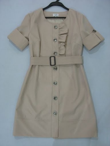 90721A-27A CHANEL BEIGE COTTON&POLYESTER DRESS SIZE 2 4 6 PRICE 