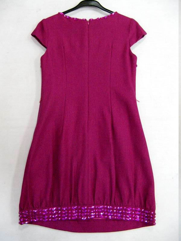 91009B-39A  CHANEL RED WOOL DRESS SIZE 2 4 6 (BACK) PRICE USD58