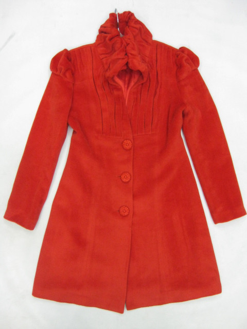 91011A-36   CHANEL  RED WOOL COAT SIZE 2 4 6 PRICE USD51