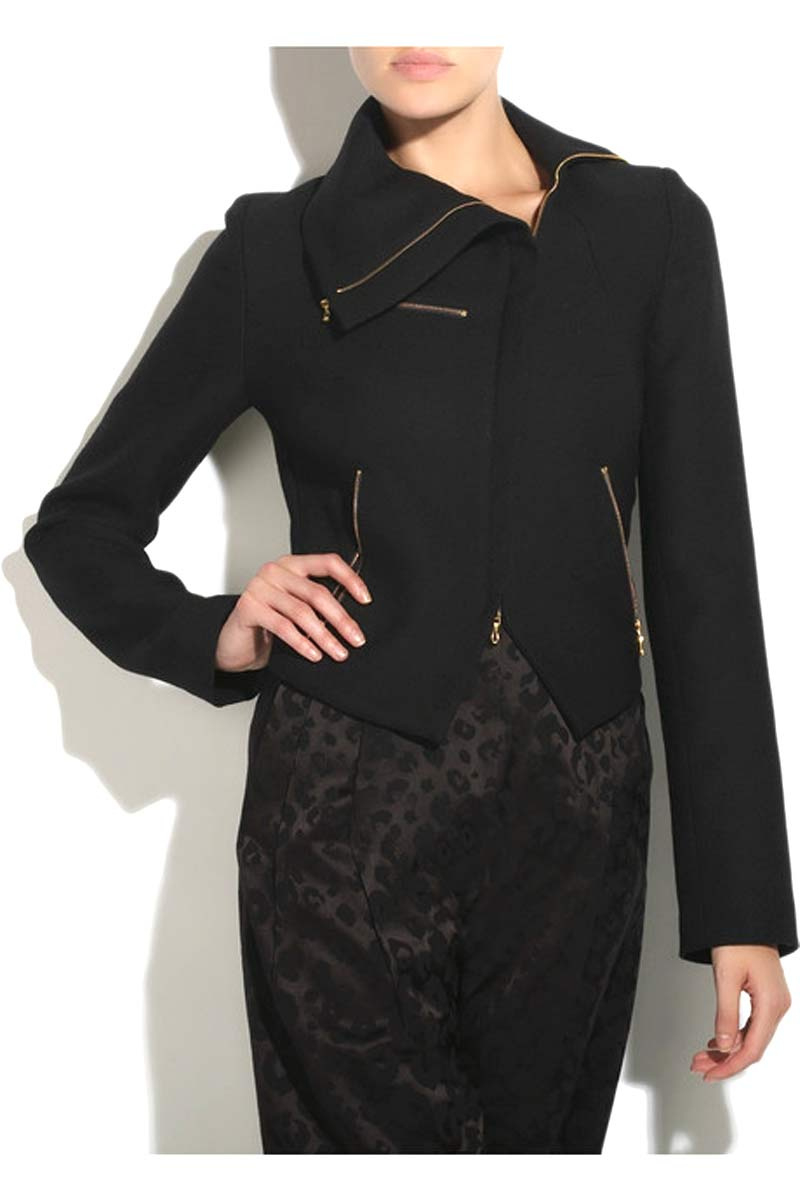 90924B-26A  CK BLACK WOOL COAT SIZE 2 4 6 ..PRICE USD43