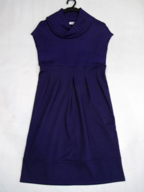 90924B-03B  MOSCHINO BLUE WOOL JERSEY&WOOL JERSEY DRESS SIZE ONE