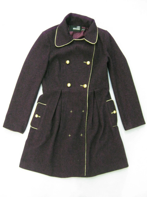 91016A-18 LOVE   MOSCHINO PURPLE WOOL  COAT SIZE 2 4 6  PRICE US