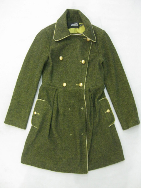 91016A-18A  LOVE   MOSCHINO GREEN WOOL  COAT SIZE 2 4 6 PRICE US