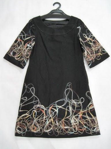 90804A-12A ANNASUI BLACK WOOL COTTON DRESS SIZE 2 4 6 PRICE USD 