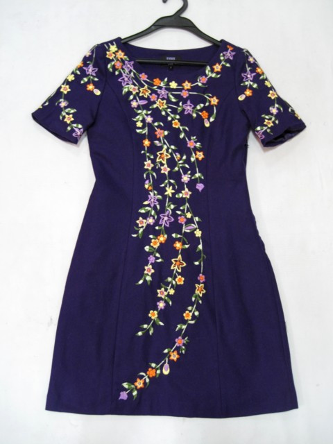 90925B-40A ANNASUI PURPLE WOOL DRESS SIZE 2 4 6 PRICE USD45