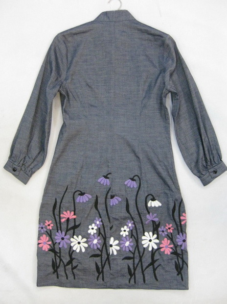 91016A-30   ANNA SUI BLUE COTTON JEANS DRESS SIZE 2 4 6  (BACK) 