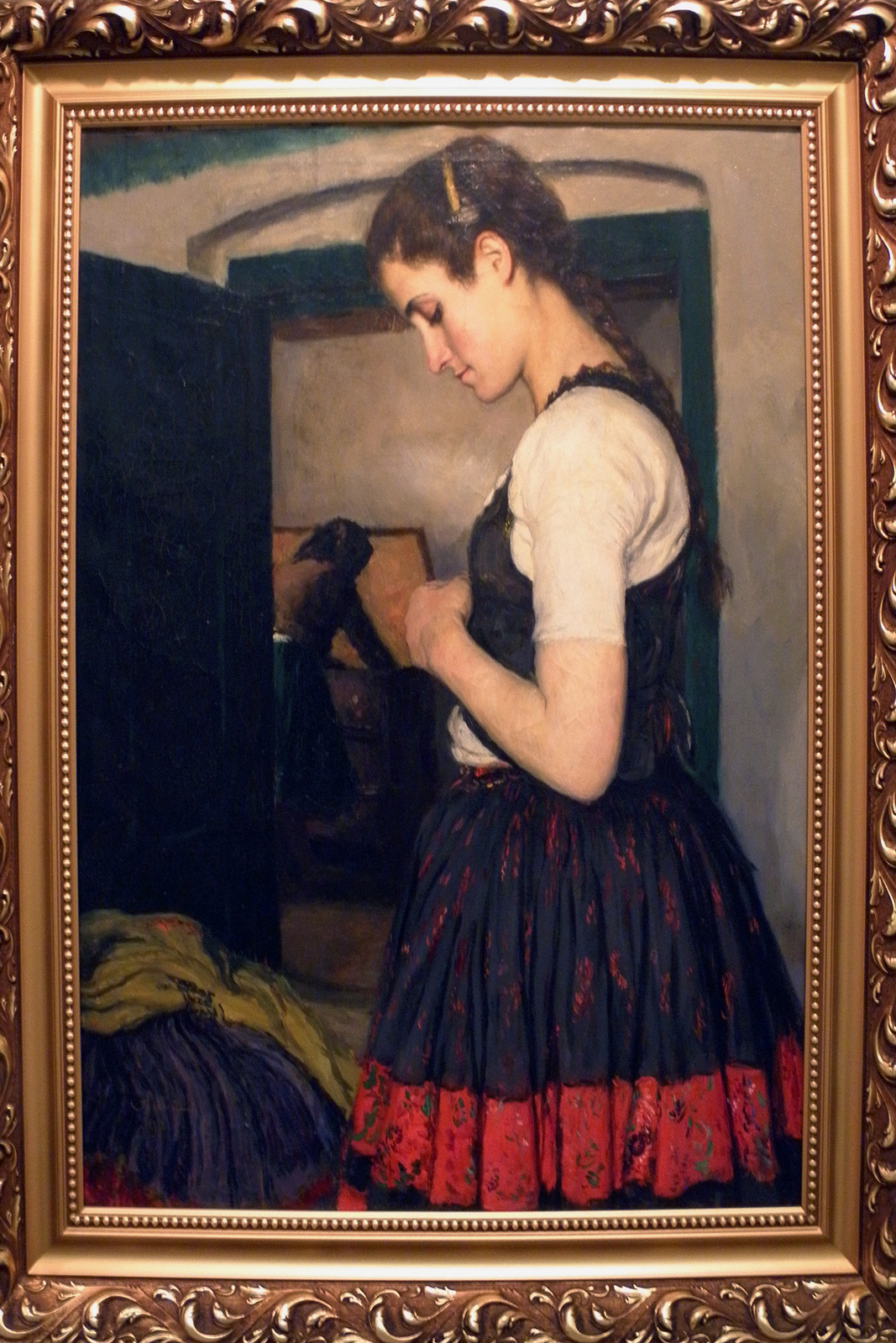 Öltözködő lány, Glatz festmény