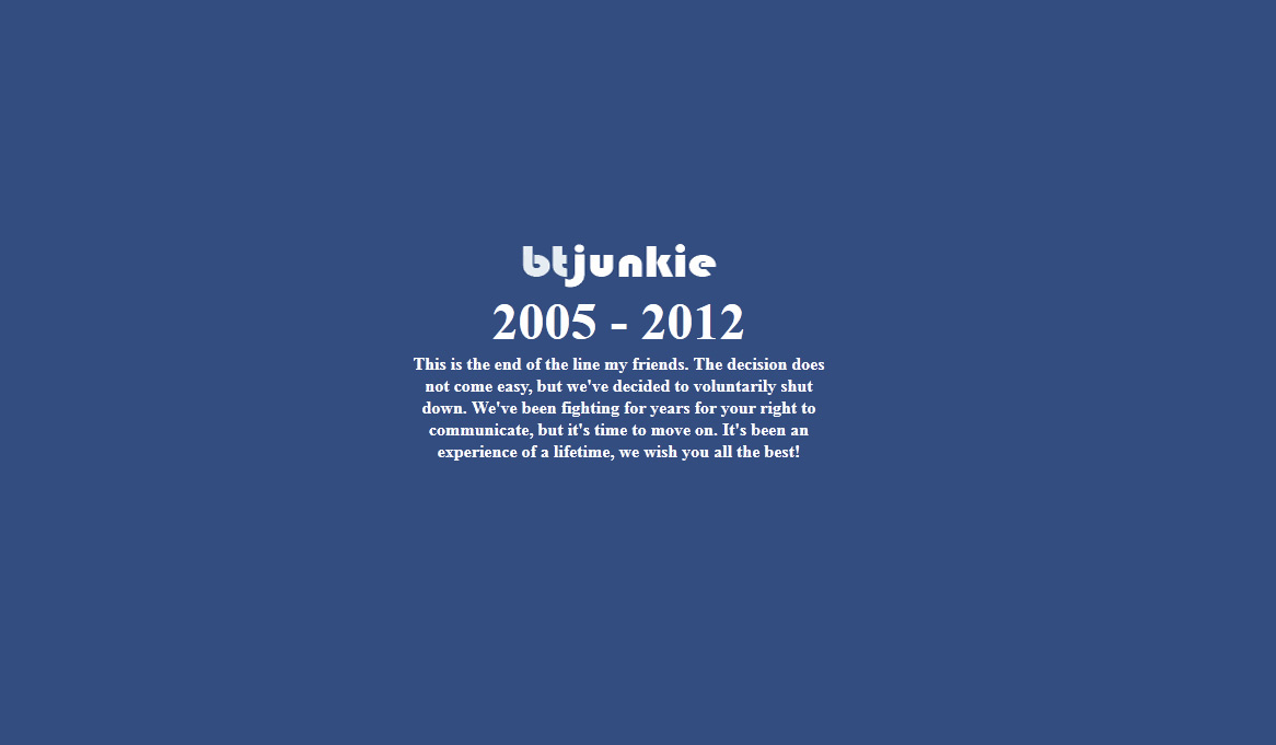 A BTJunkie halála (2005-2012)