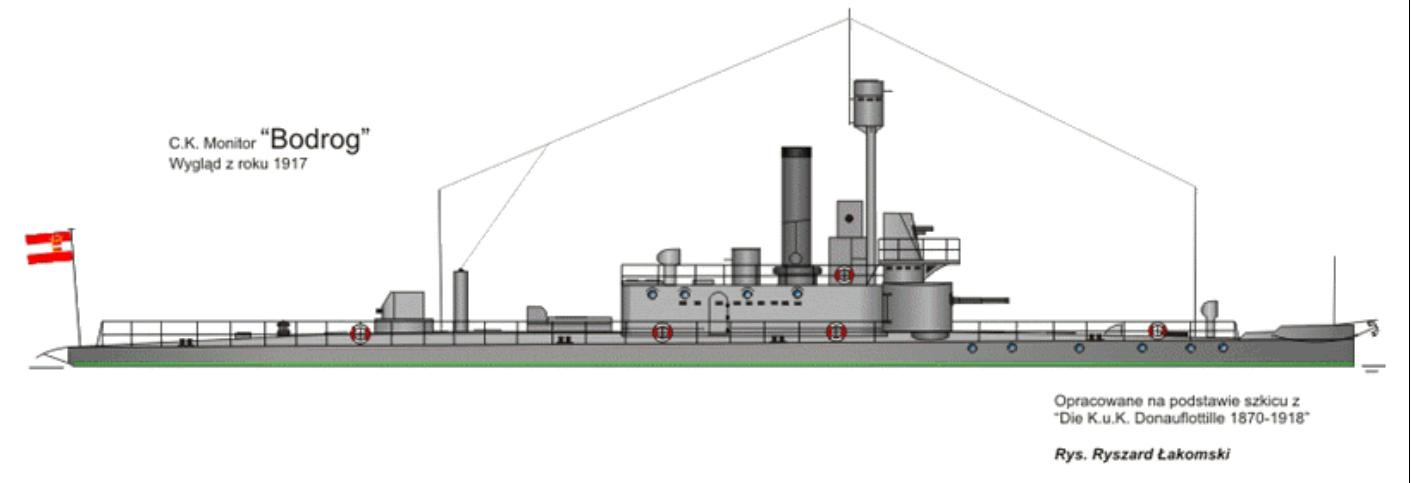 Bodrog monitor rajza (gyártó Danubius Hajó és Gépgyár Rt 1904)