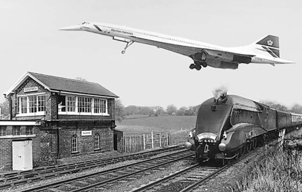 Brit A4 No. 4468 Mallard gőzmozdony és Concorde, Horsforth 1969