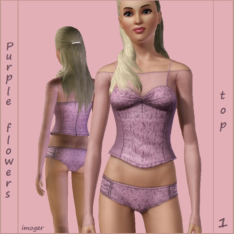 Purple flowers - lingerie - set 1 - by imoger