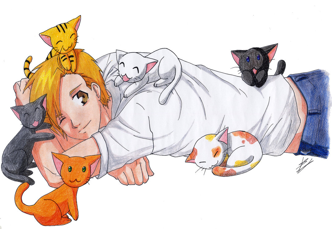 Alphonse Elric and Kitties by ArianexEdward